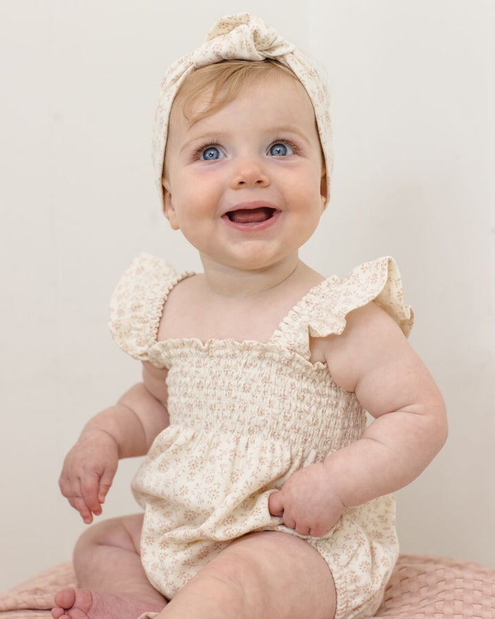 SMOCKED RUFFLE SLEEVE ROMPER || DITSY