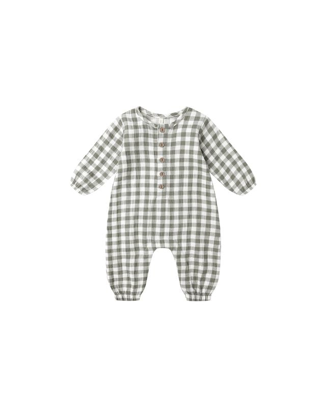 WOVEN JUMPSUIT || FOREST CHECK
