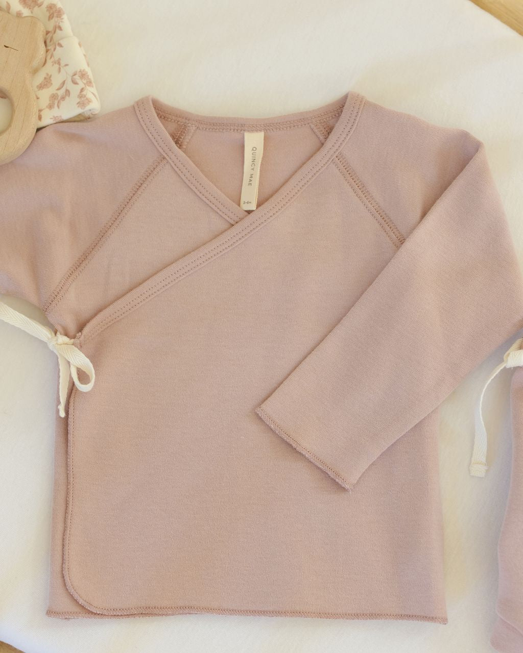 WRAP TOP + FOOTED PANT SET || ROSE