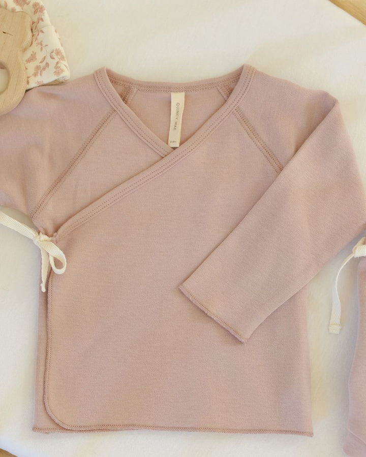 WRAP TOP + FOOTED PANT SET || ROSE