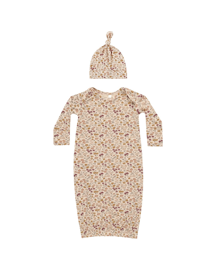 BAMBOO BABY GOWN + HAT SET || POSY