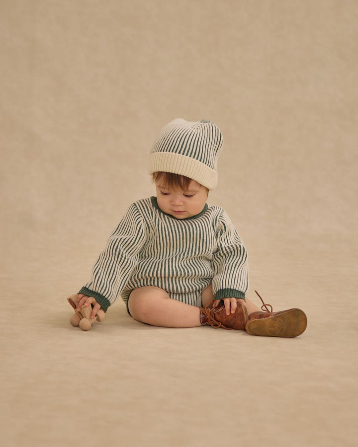HAYWOOD ROMPER || GREEN STRIPE