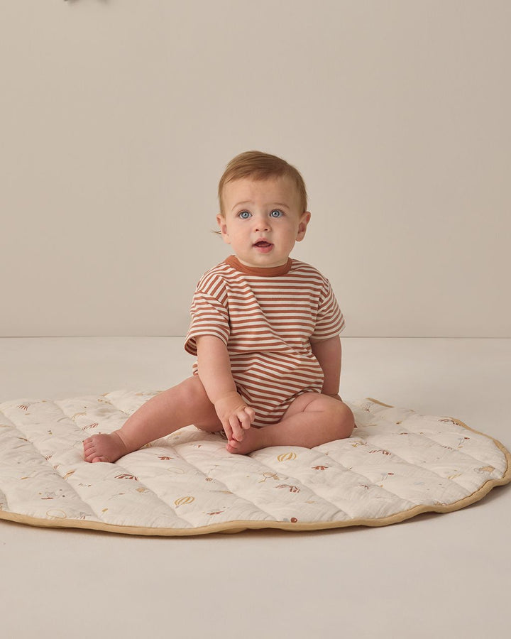 RELAXED BUBBLE ROMPER || POPPY STRIPE