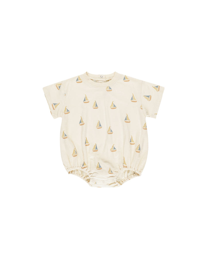 RELAXED BUBBLE ROMPER || SAILBOATS