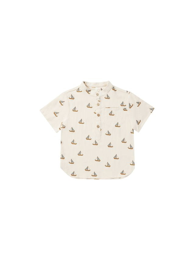 SHORT SLEEVE MASON SHIRT|| SAILBOATS