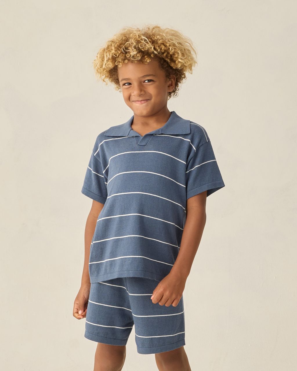 CHANDLER KNIT POLO || NAVY STRIPE