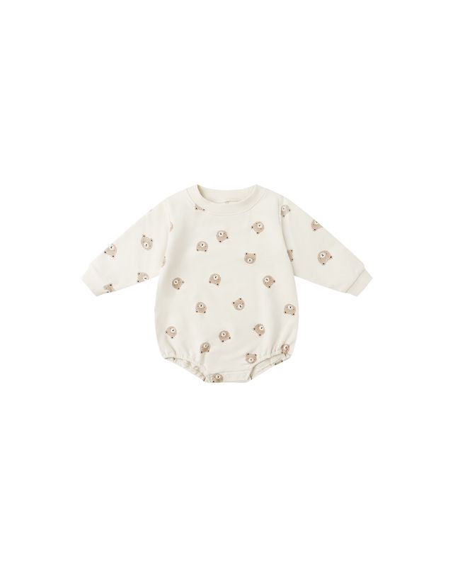 CREWNECK BUBBLE ROMPER || BROWN BEAR