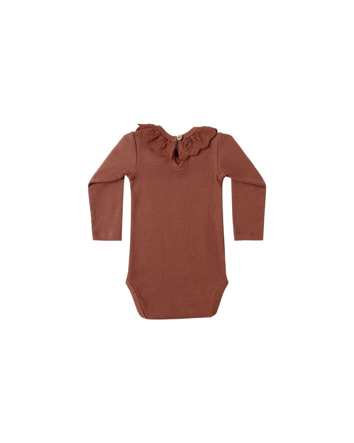 RUFFLE COLLAR BODYSUIT || CRANBERRY