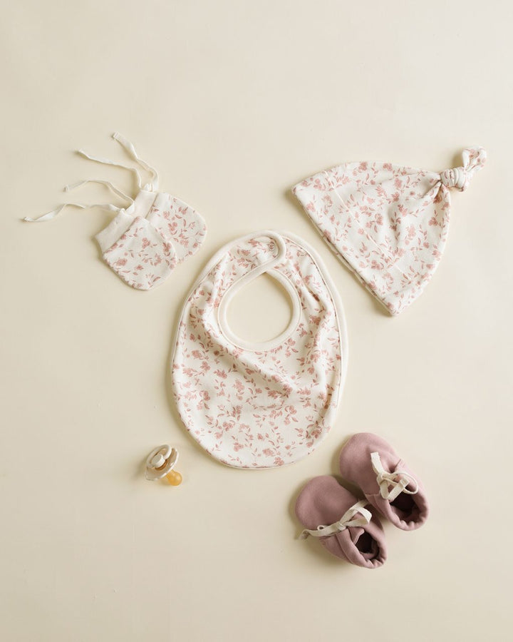 JERSEY SNAP BIB, 2 PACK || FRENCH GARDEN, ROSE MICRO STRIPE