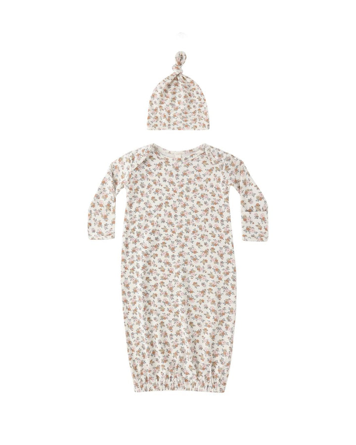 BAMBOO BABY GOWN + HAT SET || WILDFLOWER
