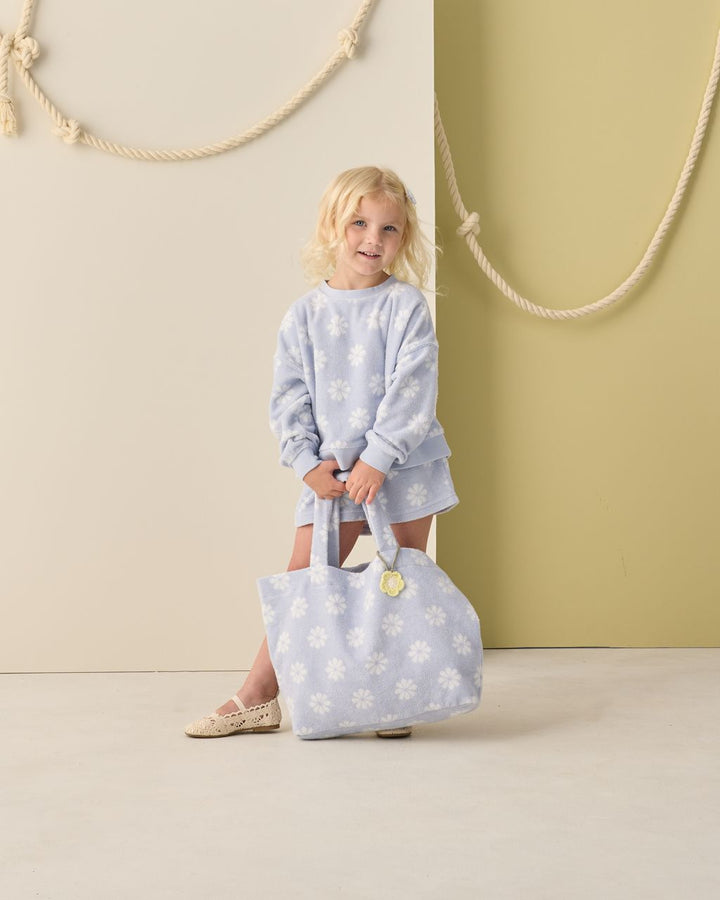 TERRY BEACH BAG | PERIWINKLE DAISY