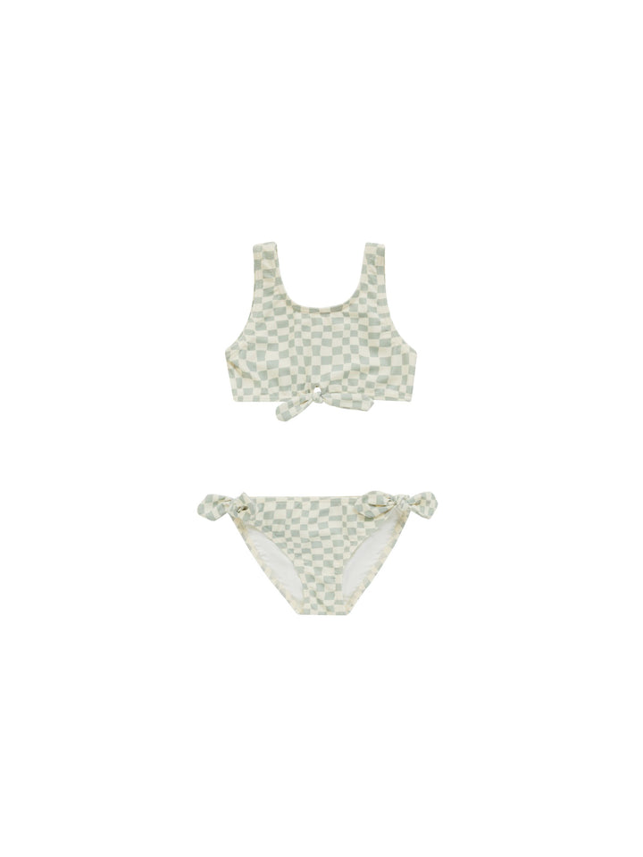 KNOTTED BIKINI || SEAFOAM CHECK