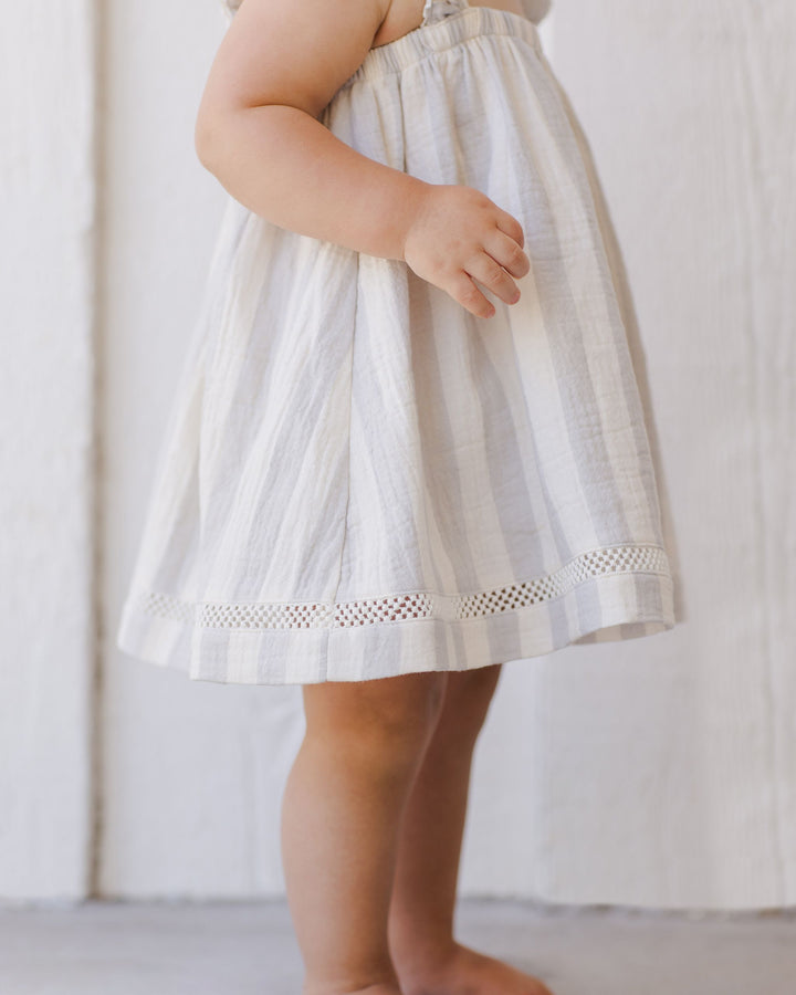 RUFFLED TANK DRESS || SKY STRIPE