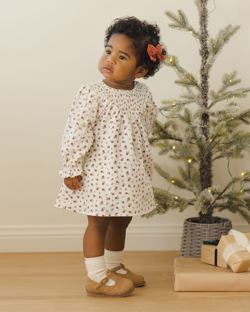 V SMOCKED DRESS || WINTER DITSY
