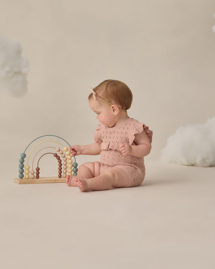 POINTELLE RUFFLE ROMPER || BLUSH