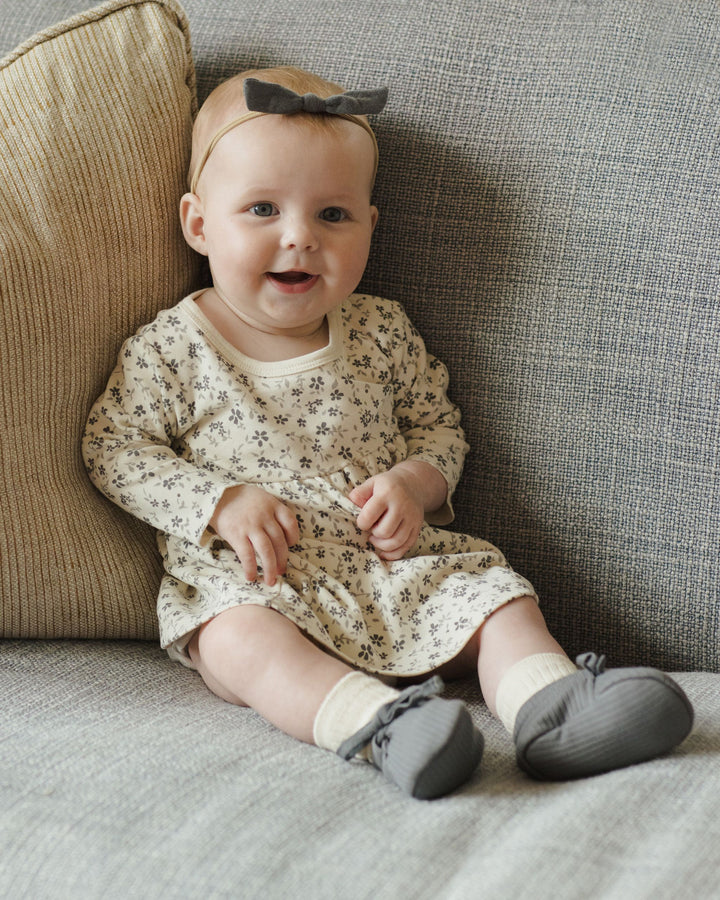 LONG SLEEVE BABY DRESS || BLUE FLORAL