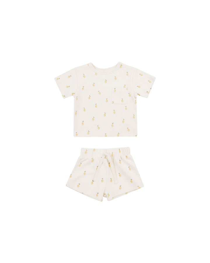 BOXY POCKET TEE + SHORT SET || LEMONS