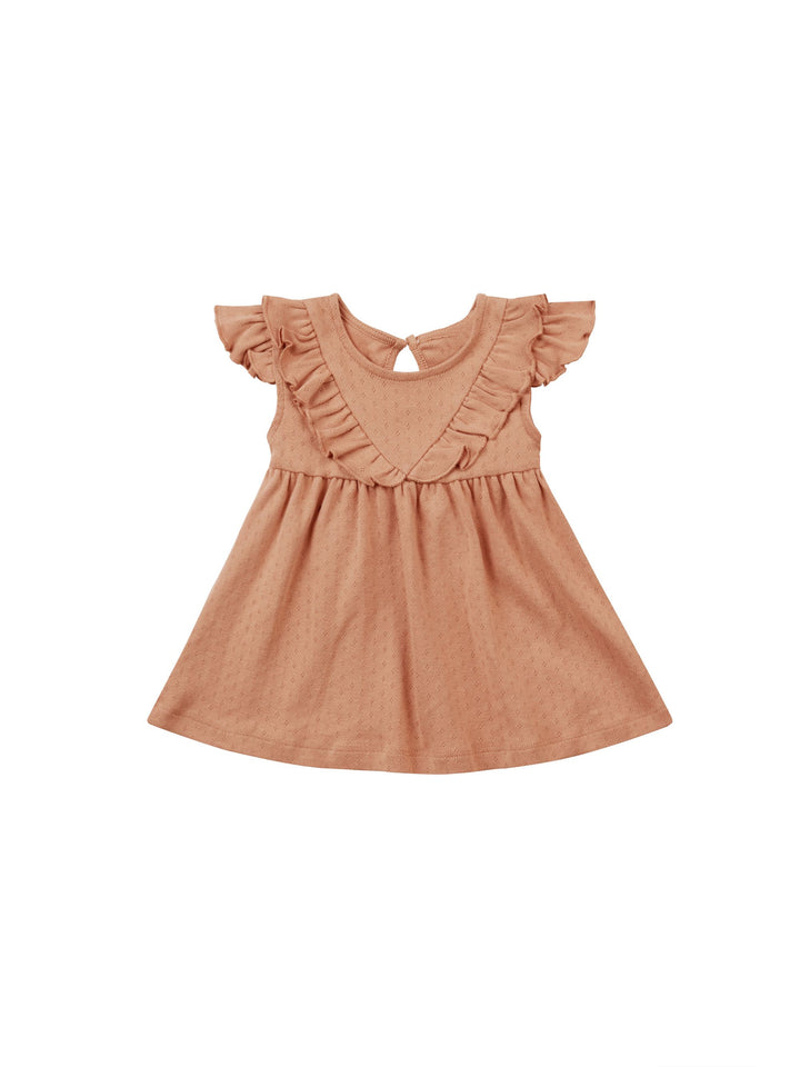 SLEEVELESS RUFFLE V DRESS || MELON