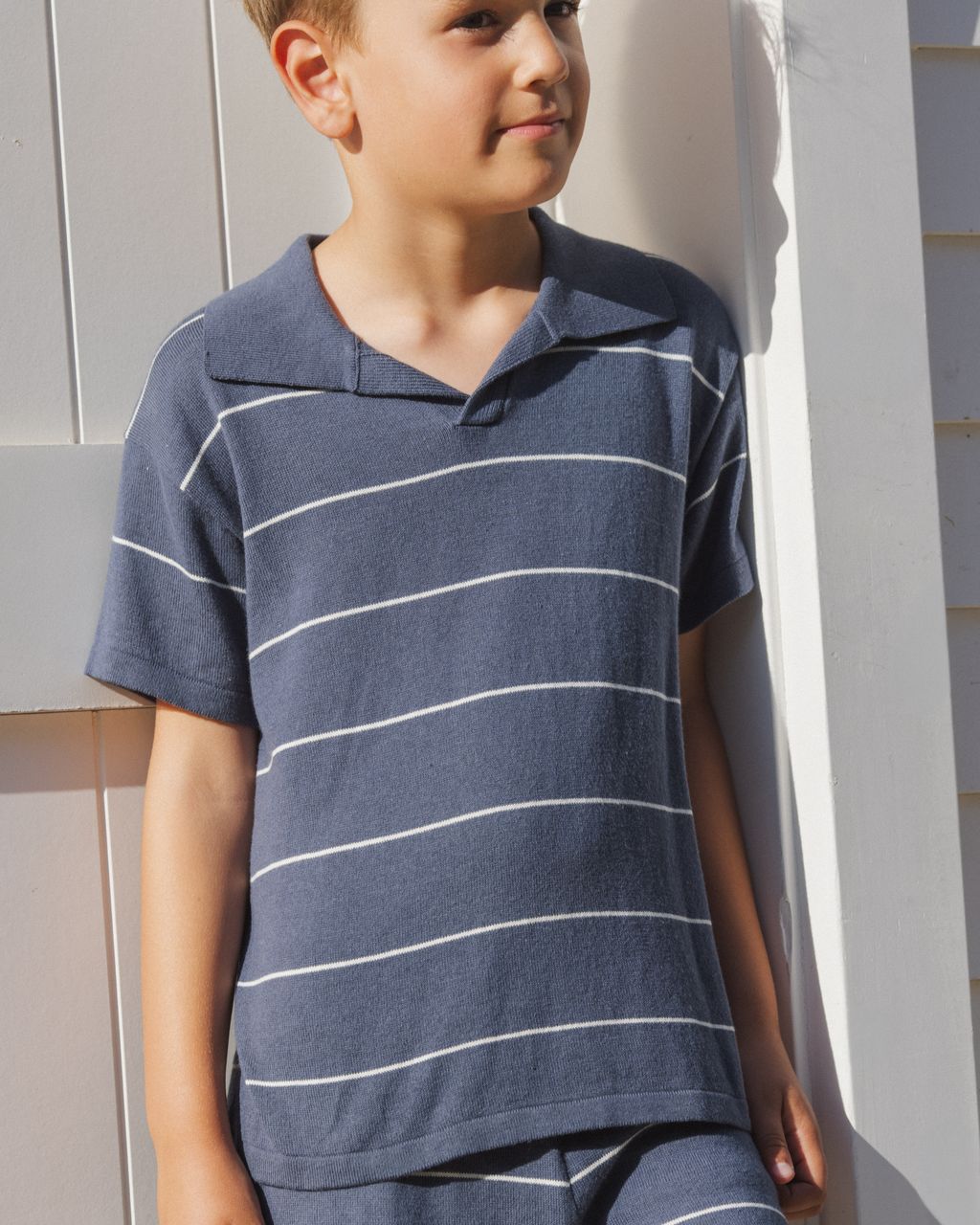 CHANDLER KNIT POLO || NAVY STRIPE
