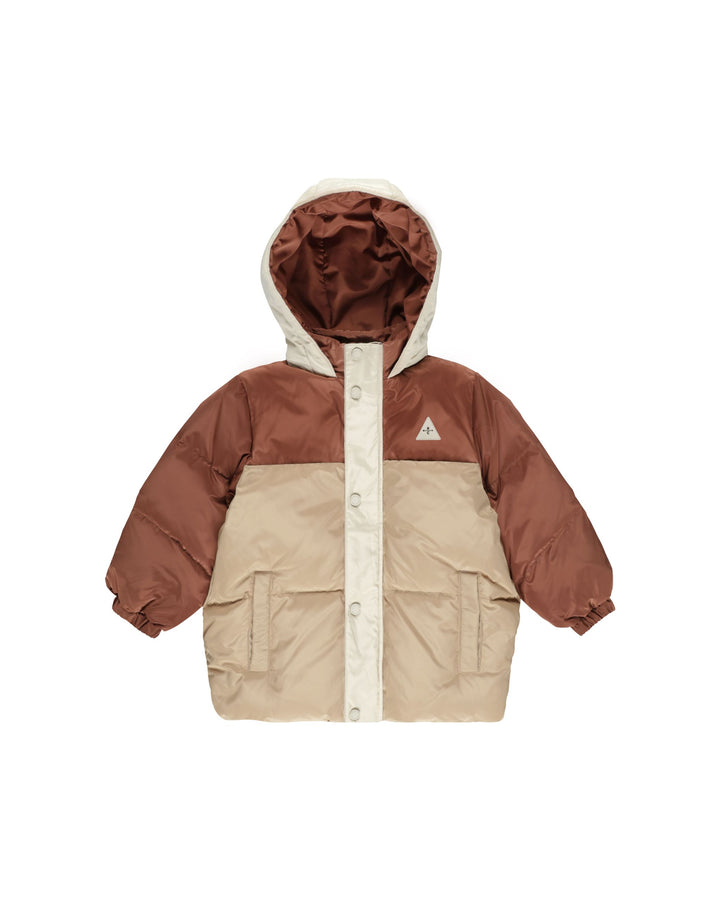 SKI PUFFER JACKET || BRICK COLOR BLOCK