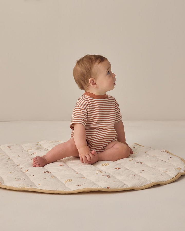 RELAXED BUBBLE ROMPER || POPPY STRIPE