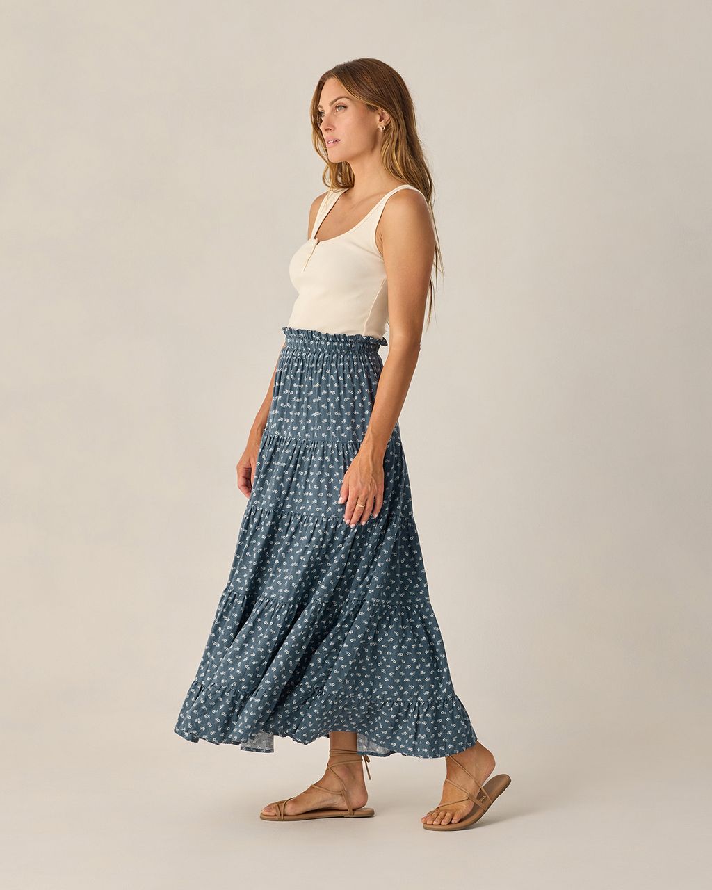WOMEN'S RUFFLE TIERED MAXI SKIRT || DITSY