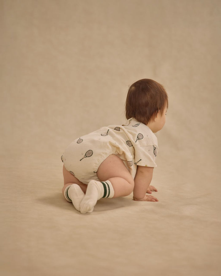 RELAXED BUBBLE ROMPER || TENNIS