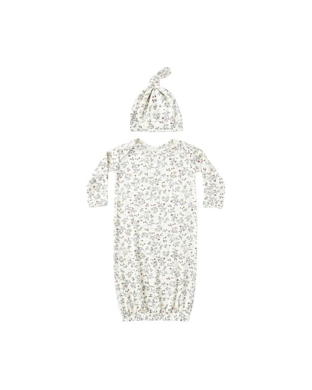 BAMBOO BABY GOWN + HAT SET || WOODLAND