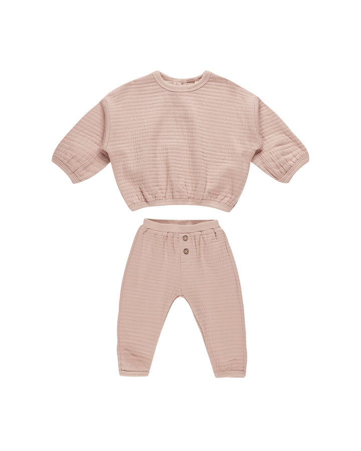 TEXTURED SWEAT SET || BLUSH