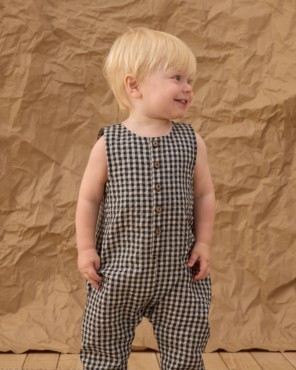 BUTTON JUMPSUIT || BLACK CHECK