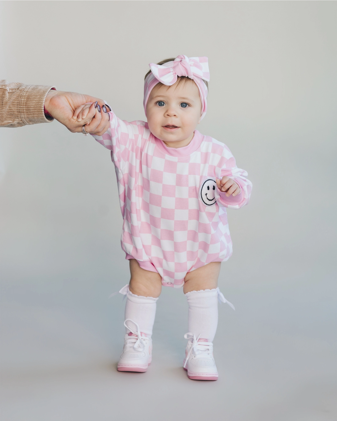 BUBBLE ROMPER || CHECKERED SMILEY