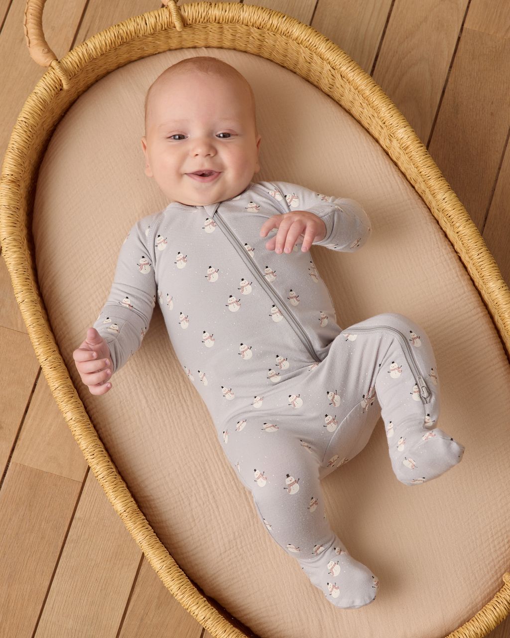 BAMBOO ZIP FOOTIE || SNOWMEN