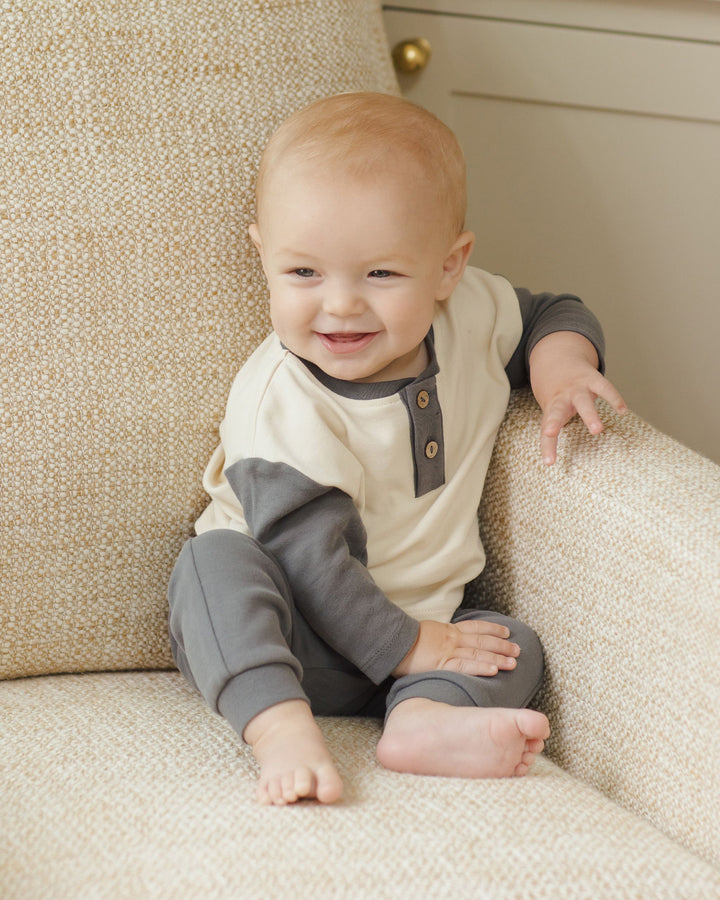 BABY PANT SET || INDIGO, IVORY