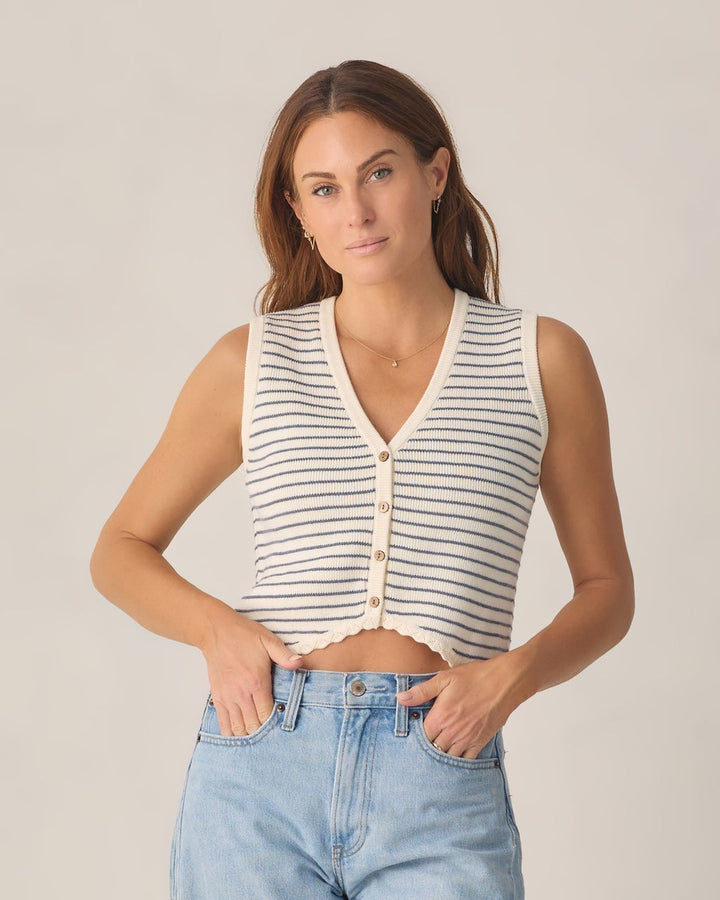 WOMEN'S KNIT VEST | MARINE STRIPE