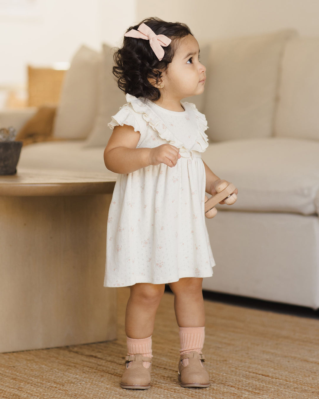 SLEEVELESS RUFFLE V DRESS || PINK DITSY