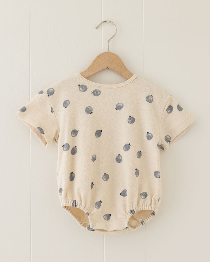 RELAXED SHORT SLEEVE BUBBLE ROMPER || BLUEBERRIES