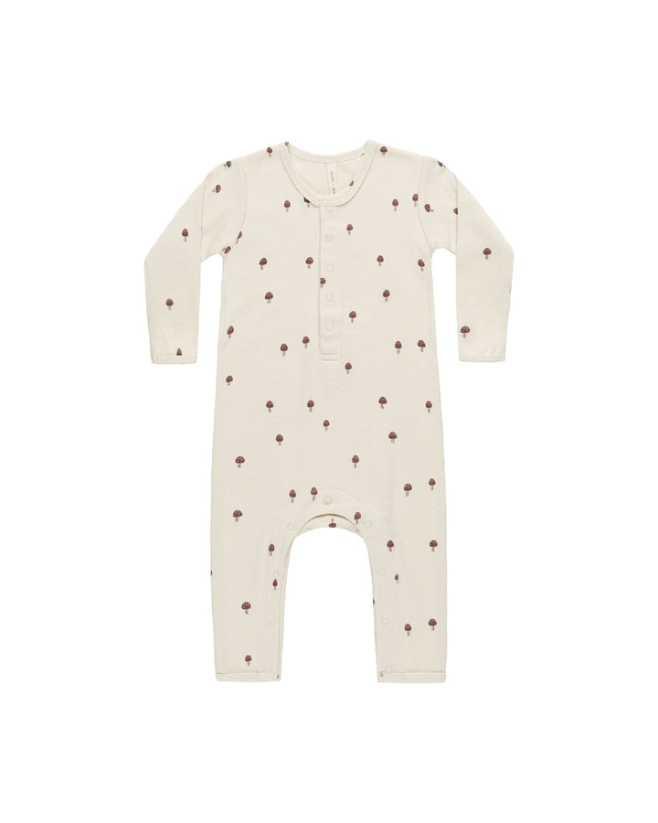 RIBBED BABY JUMPSUIT || MUSHROOMS