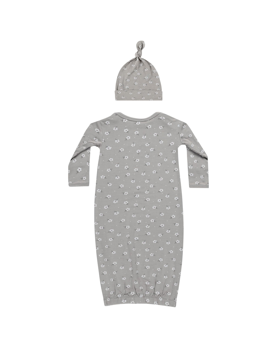 BAMBOO BABY GOWN + HAT SET || BLUE DITSY