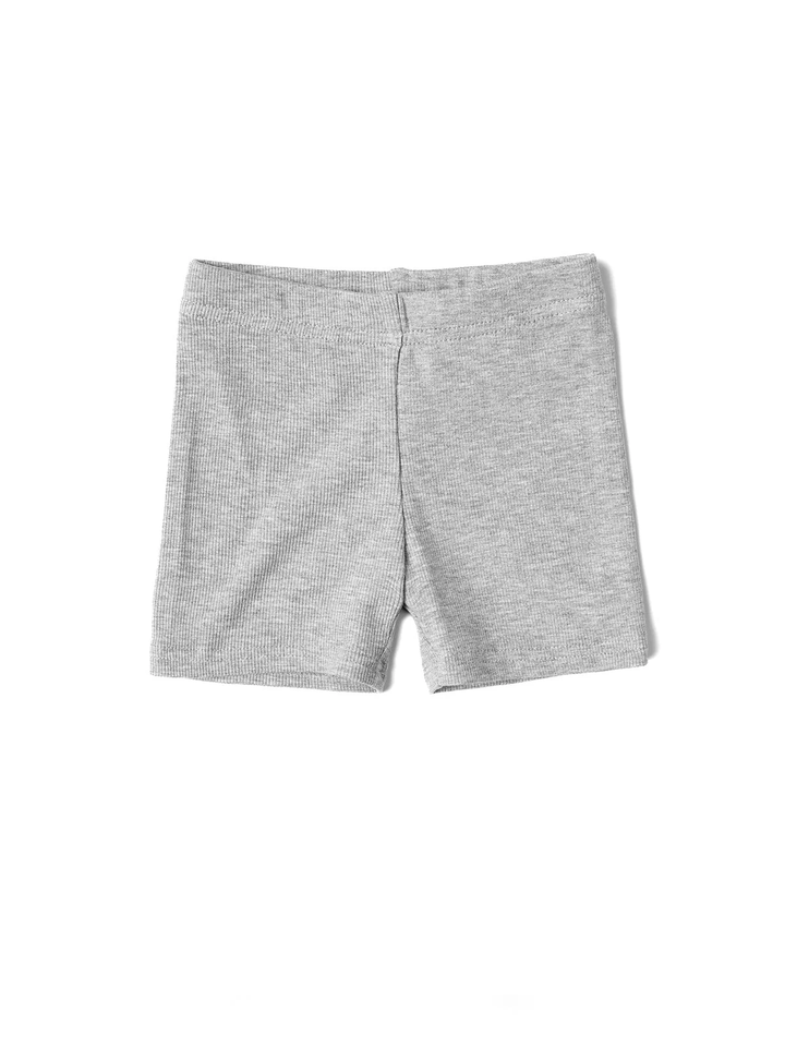 RIBBED BIKER SHORT || LIGHT HEATHER GREY