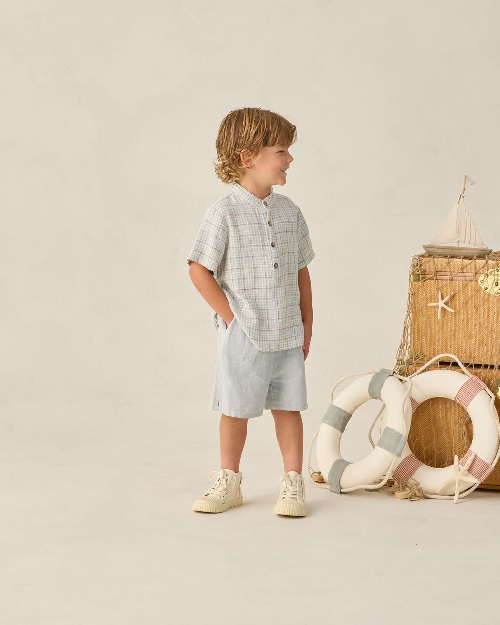 PERRY SHORT || HEATHERED LIGHT BLUE