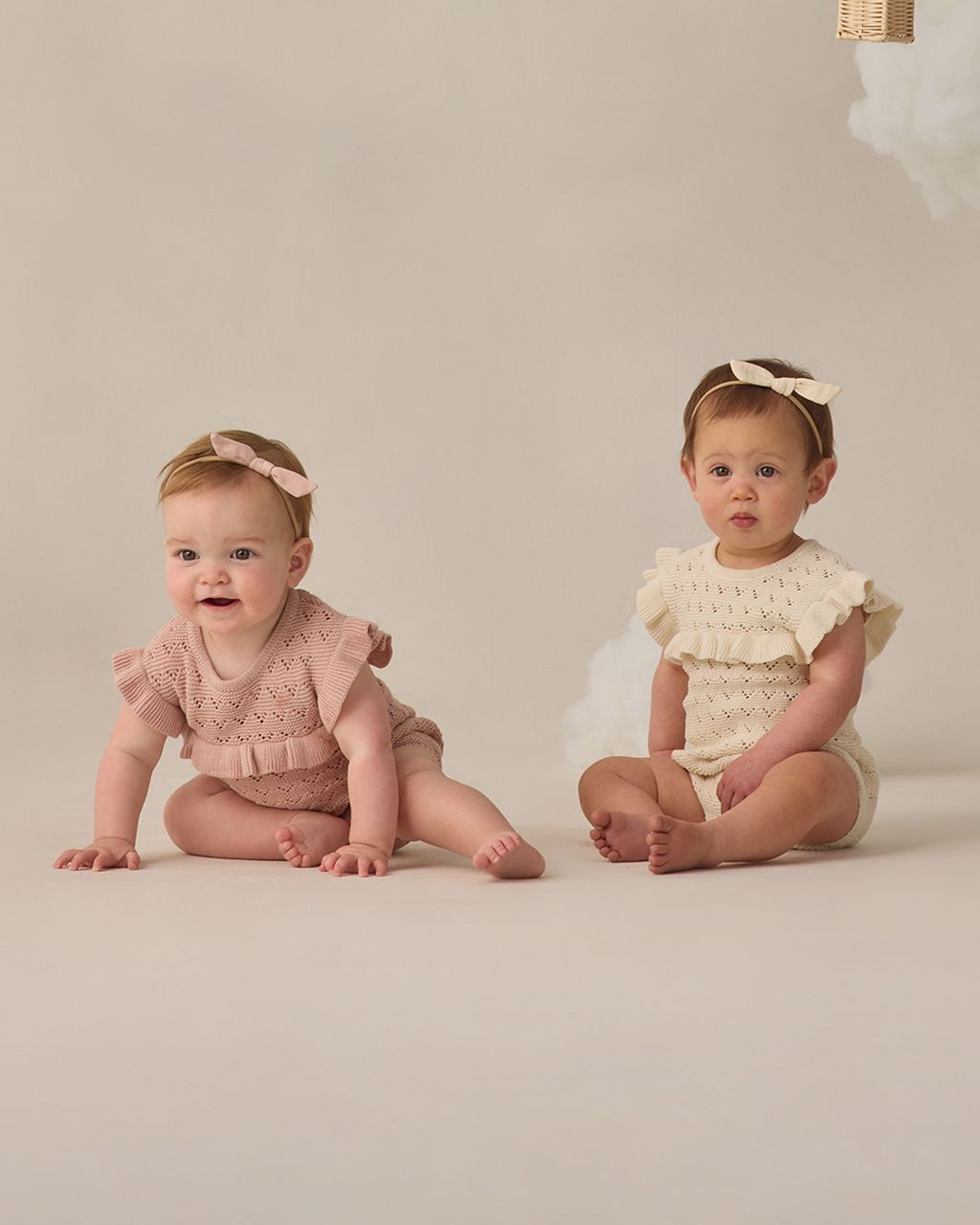 POINTELLE RUFFLE ROMPER || BLUSH