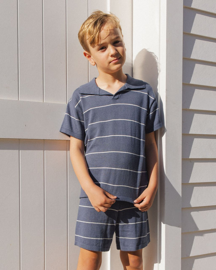 CHANDLER KNIT SHORT || NAVY STRIPE