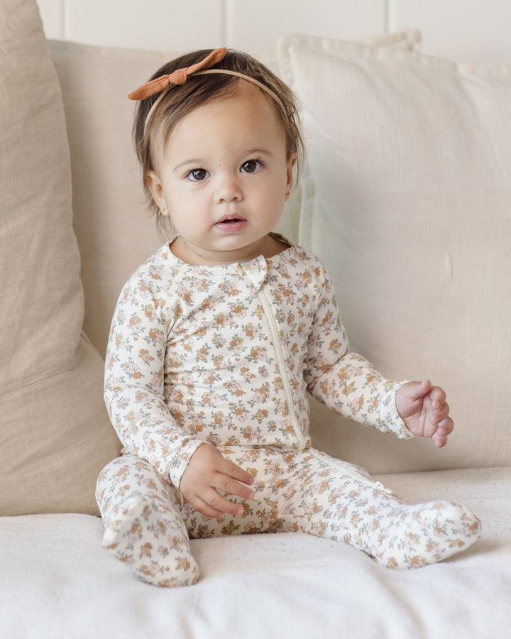 BAMBOO ZIP FOOTIE || WILDFLOWER