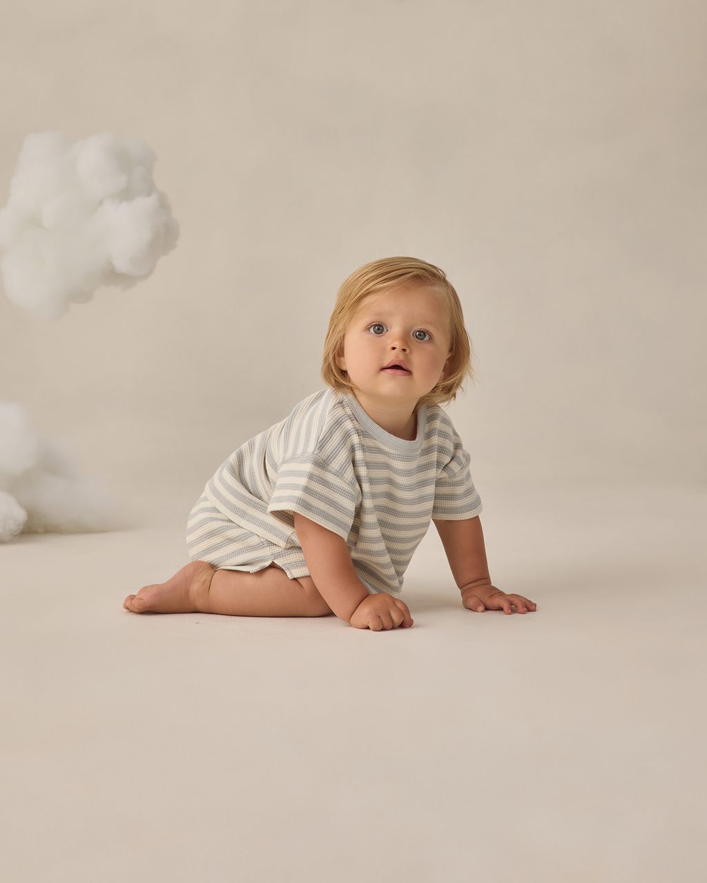 WAFFLE TEE + SHORT SET || SKY STRIPE