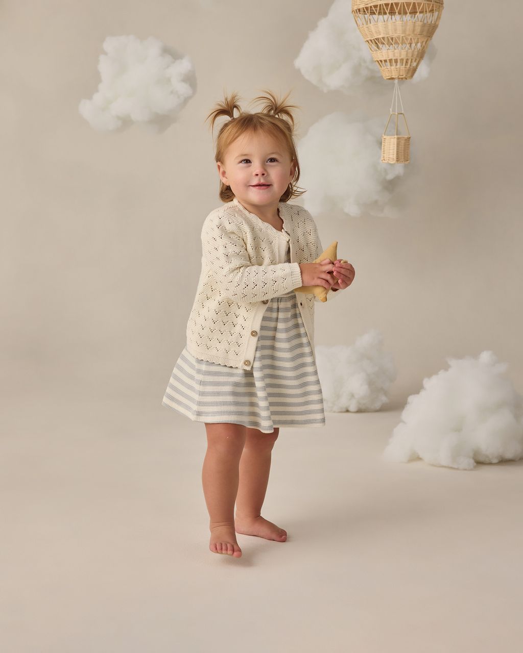 FLUTTER SLEEVE DRESS || SKY STRIPE