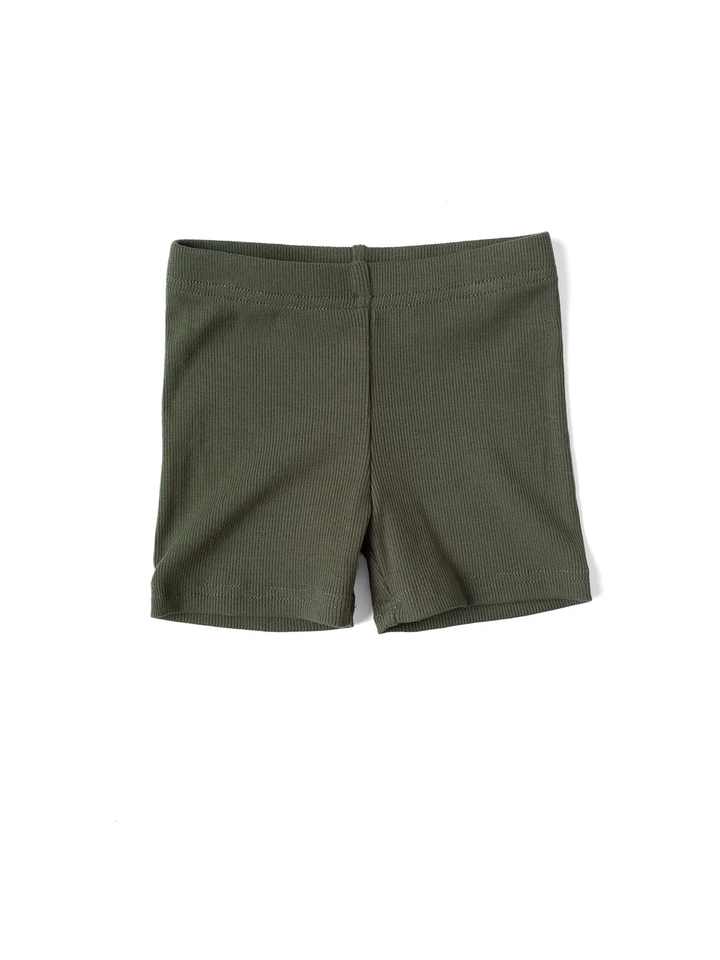 RIBBED BIKER SHORT || DARK MOSS