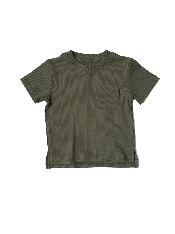 RIBBED TEE || DARK MOSS