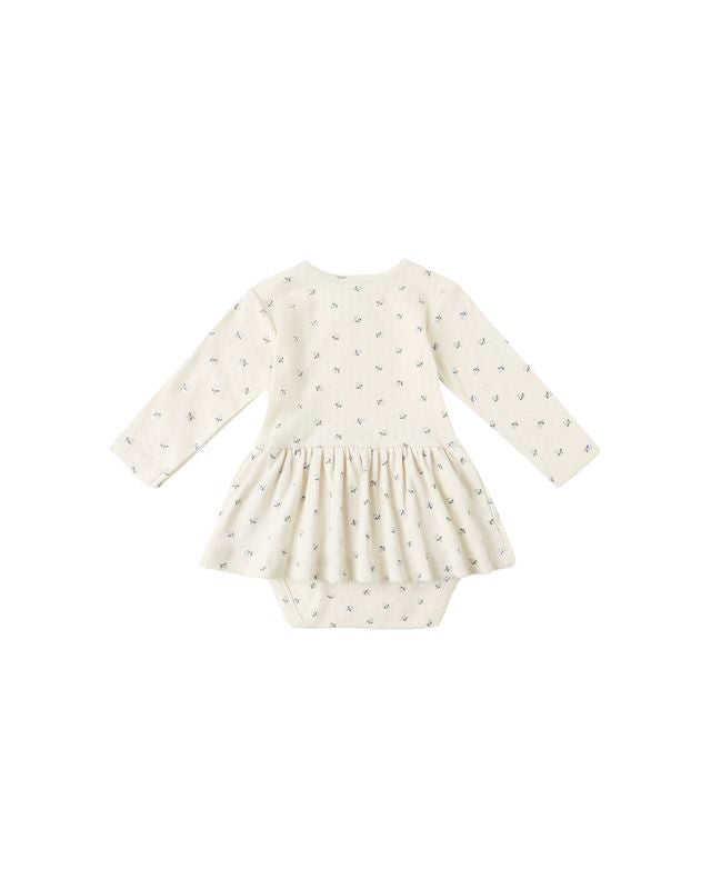 POINTELLE SKIRTED BODYSUIT || BLUE DITSY