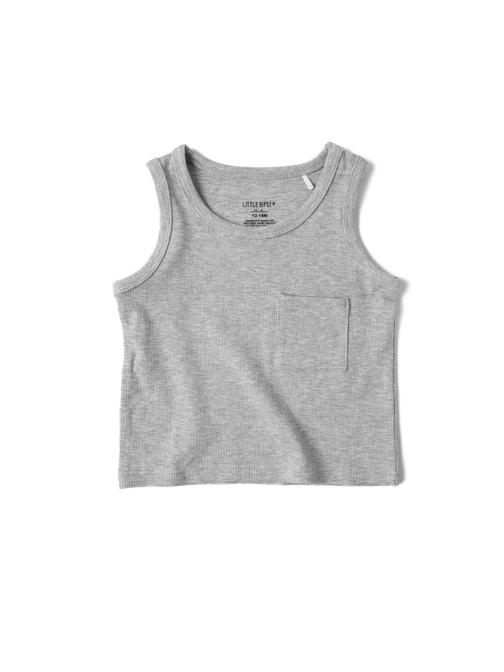 RIBBED TANK || LIGHT HEATHER GREY