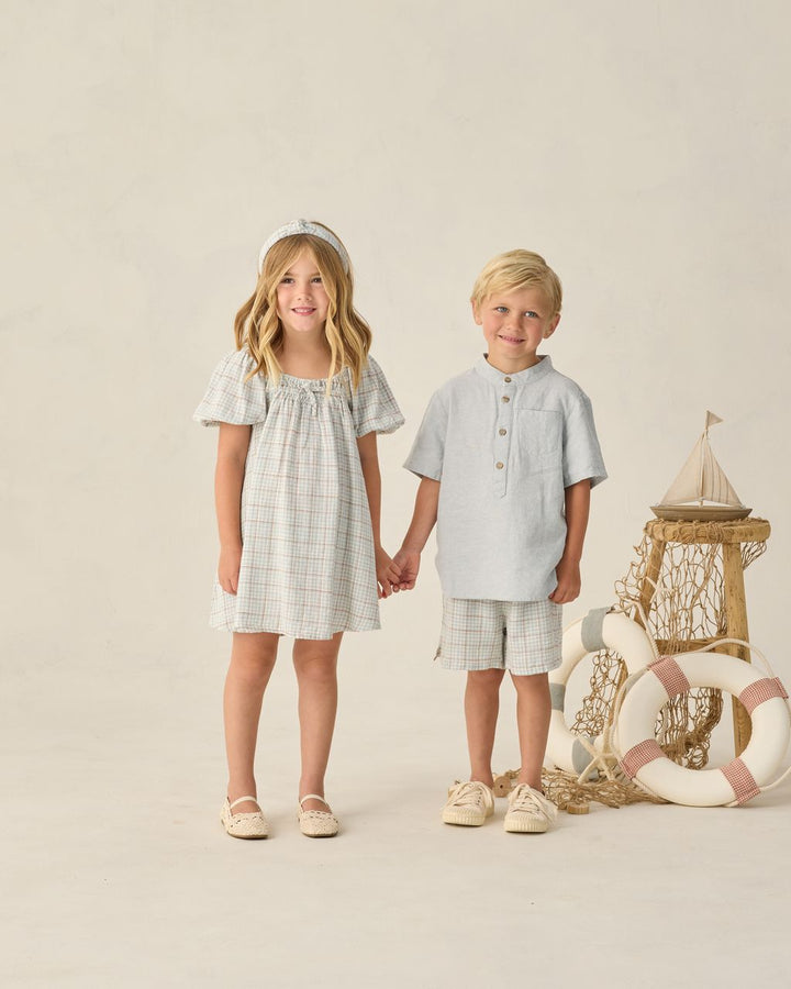 SABRINA MINI DRESS || LIGHT BLUE PLAID